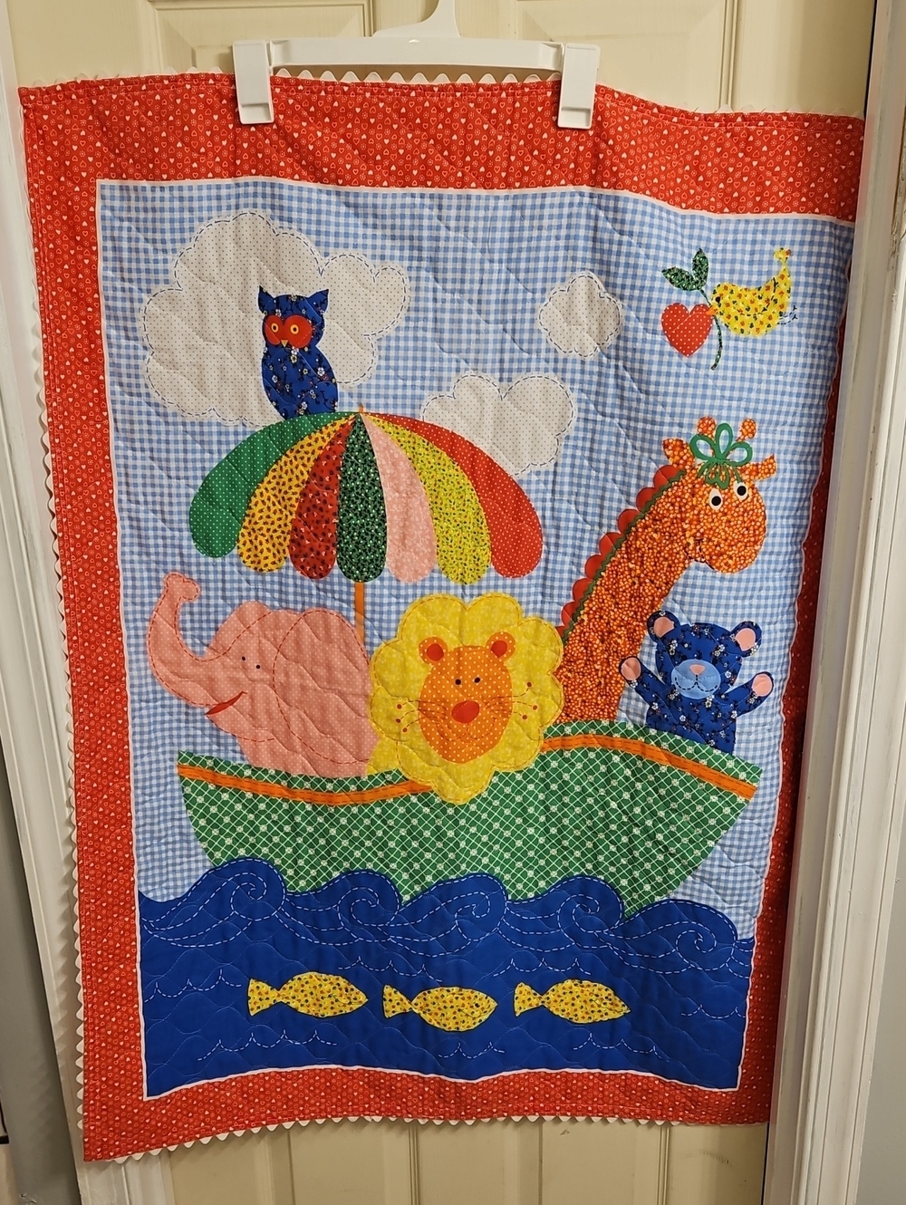 Quilted Style Hand Made Noah's Ark Themed Baby Blanket